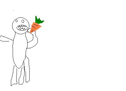 3 legged man eating carrot